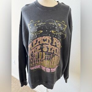 Billabong Charcoal Crewneck Sweatshirt with Pink & Gold Graphic